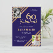 60歳 誕生日 ゴールド グリッター 2 フォト 60th 誕生日 招待状 (スタンド正面)