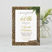 60歳 誕生日 シックスティ レオパード柄 ヤシの木 ワイルド 招待状 (スタンド正面)