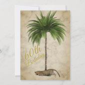 60歳 誕生日 シックスティ レオパード柄 ヤシの木 ワイルド 招待状 (裏面)