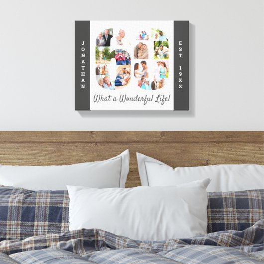 60灰色の白で設定されたフォトコラージュカスタム キャンバスプリント (インサイチュ (寝室))