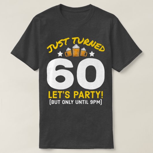 60番パーティー12時まで60番おもしろい誕生日ビール Tシャツ (デザイン正面)