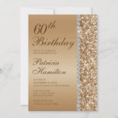 60番目のエレガント金ゴールド誕生日 招待状 (正面)