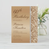 60番目のエレガント金ゴールド誕生日 招待状 (スタンド正面)