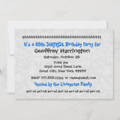 60番目のサプライモダンズブルー&ホワイト誕生日W081 招待状 (裏面)