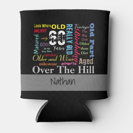 60番目のハッピーバースデーのグラフィティスタイル 缶クーラー (正面)