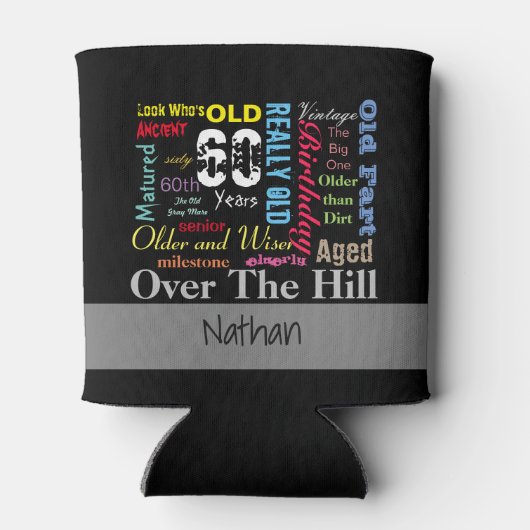 60番目のハッピーバースデーのグラフィティスタイル 缶クーラー (裏面)