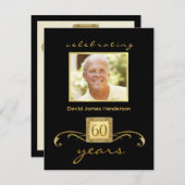 60番目のバースデーパーティ招待状-モノグラフォーマルム 招待状 (正面/裏面)