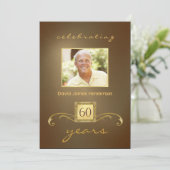 60番目のバースデーパーティ招待状-金ゴールドモノグラム 招待状 (スタンド正面)