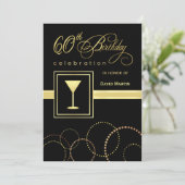 60番目のバースデーパーティ招待状- Monogram付き 招待状 (スタンド正面)
