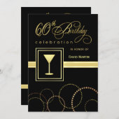 60番目のバースデーパーティ招待状- Monogram付き 招待状 (正面/裏面)