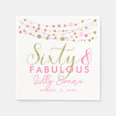 60番目のパーティー紙ナプキン装飾、グリッターティール（緑がかった色） スタンダードカクテルナプキン (正面)