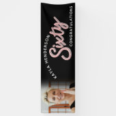 60番目のピンク60誕生日の黒い写真 横断幕 (縦)