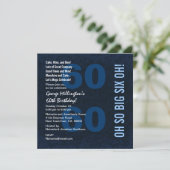 60番目のモダン誕生日青の白い赤の6 OH A01 招待状 (スタンド正面)