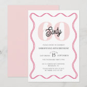 60番目のレトロ縁どワーク60誕生日 招待状 (正面/裏面)