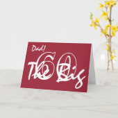 60番目の誕生日はパパ、赤は白文字。 カード (黄色い花)