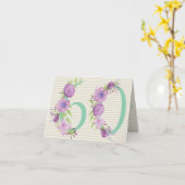 60番目の誕生日カード – SXITUM – 紫の水彩 カード (黄色い花)