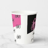 60番目の誕生日スタイリッシュピンクパーソナライズされた 紙コップ (右)