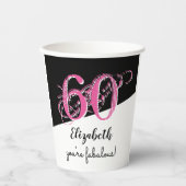 60番目の誕生日スタイリッシュピンクパーソナライズされた 紙コップ (正面)