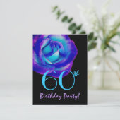 60番目の誕生日テンプレート紫と青のバラ001 招待状 (スタンド正面)