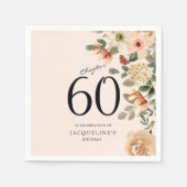 60番目の誕生日ヴィンテージフローラ スタンダードカクテルナプキン (正面)