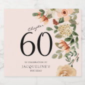 60番目の誕生日ヴィンテージフローラ スパークリングワインラベル (シングルラベル)