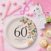 60番目の誕生日ヴィンテージフローラ ペーパープレート (パーティー)