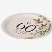 60番目の誕生日ヴィンテージフローラ ペーパープレート (アングル)
