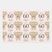 60番目の誕生日ヴィンテージフローラ ラッピングペーパーシート (正面)
