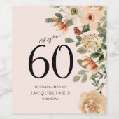 60番目の誕生日ヴィンテージフローラ ワインラベル (シングルラベル)