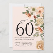 60番目の誕生日ヴィンテージフローラ 招待状 (正面)