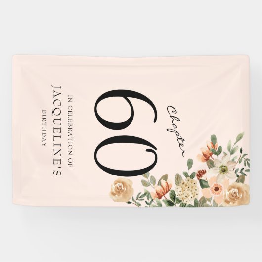 60番目の誕生日ヴィンテージフローラ 横断幕 (横)