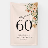60番目の誕生日ヴィンテージフローラ 横断幕 (縦)