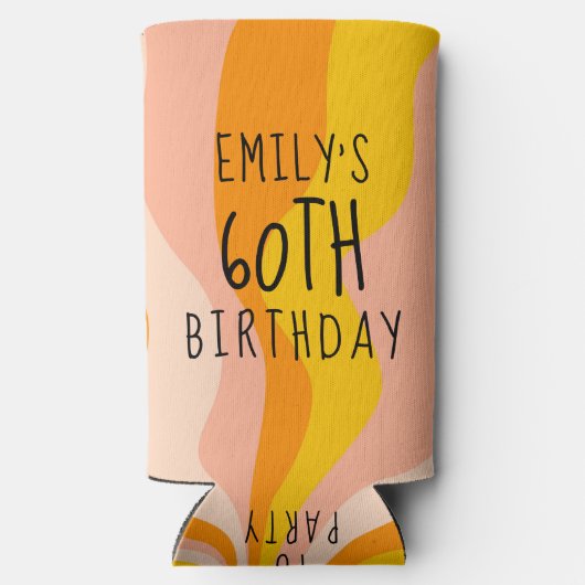 60番目の誕生日ヴィンテージ1982ストライプのクーラーボックス スリム缶クーラー (裏面)