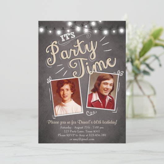 60番目の誕生日招待状ヴィンテージ60誕生日 招待状 (スタンド正面)