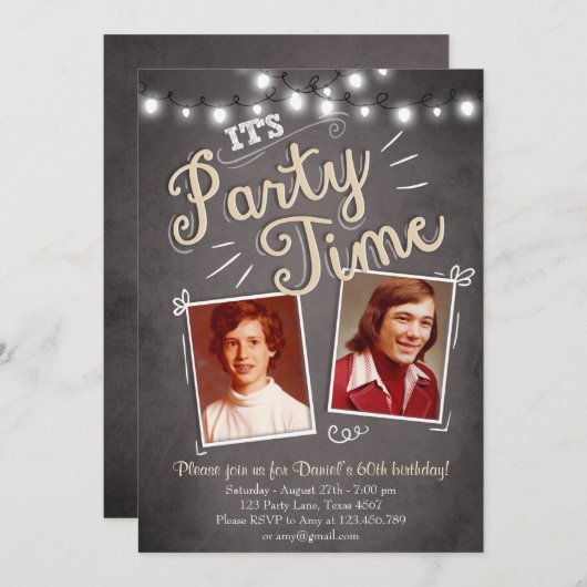 60番目の誕生日招待状ヴィンテージ60誕生日 招待状 (正面/裏面)