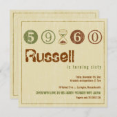 60番目の誕生日招待状- カスタマイズ 招待状 (正面/裏面)