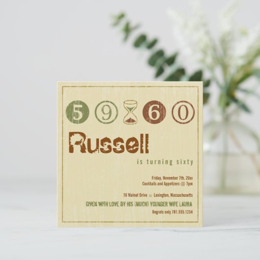 60番目の誕生日招待状- カスタマイズ 招待状 (スタンド正面)