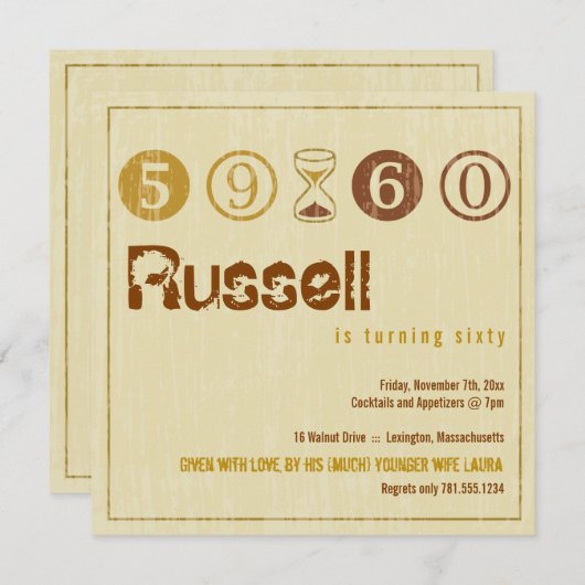 60番目の誕生日招待状- カスタマイズ 招待状 (正面/裏面)