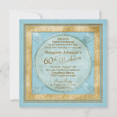 60番目の誕生日招待状 |航海の帆船ブルー 招待状 (裏面)