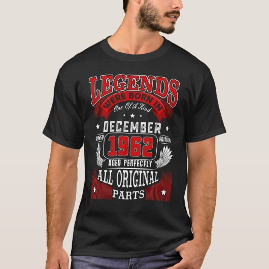 60番目の誕生日生まれレジェンド1962年12月60年 Tシャツ (正面)
