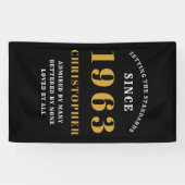 60番目の誕生日生まれ1963 名前の追加ブラック金ゴールド 横断幕 (横)