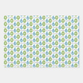 60番目の誕生日番号グリーンブルー ラッピングペーパーシート (正面)