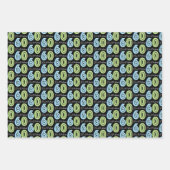 60番目の誕生日番号グリーンブルー ラッピングペーパーシート (正面3)