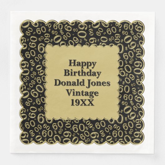60番目の誕生日番号パターンホタテ黒金ゴールド (正面)