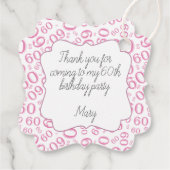 60番目の誕生日番号60パターンピンクと白 フェイバータグ (裏面)