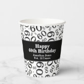 60番目の誕生日黒/白の乱数パターン60 紙コップ (裏面)