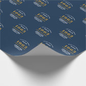 60番目の誕生日1963青い金ゴールド追加の名前 ラッピングペーパー (角)