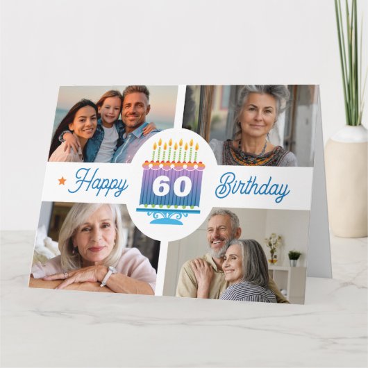 60番目の誕生日4フォトカード カード (正面)