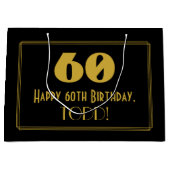 60番目の誕生日—アールデコインスパイアの見た目が「60」で、 ラージペーパーバッグ (正面)