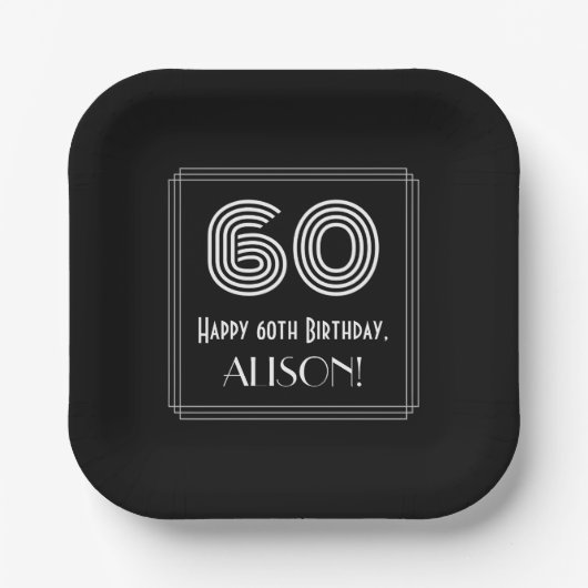 60番目の誕生日:インスパイアアールデコの検索「60」 +名前 ペーパープレート (正面)